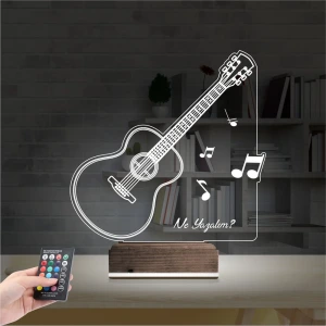 Klasik Gitar Müzik Nota Kişiye Özel 3D Lamba - Masa Gece Lambası Klasik Gitar Müzik Nota Kişiye Özel 3D Lamba - Masa Gece Lambası