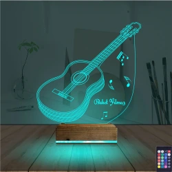 Klasik Gitar Müzik Nota Kişiye Özel 3D Lamba - Masa Gece Lambası Klasik Gitar Müzik Nota Kişiye Özel 3D Lamba - Masa Gece Lambası