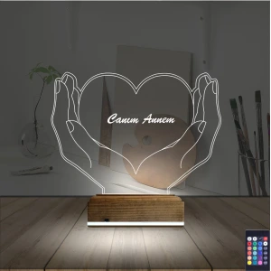Kalp Sevgiliye Hediye Kişiye Özel 3D Lamba - Masa Gece Lambası