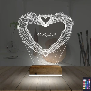 Kalp Sevgiliye Hediye Kişiye Özel 3D Lamba - Masa Gece Lambası