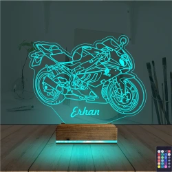 Motorsiklet Yarış Motoru Kişiye Özel 3D Lamba - Masa Gece Lambası