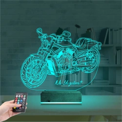 Motorsiklet Harley Motor Kişiye Özel 3D Lamba - Masa Gece Lambası