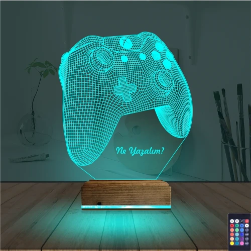 Joystick Oyun Konsolu Kişiye Özel 3D Lamba - Masa Gece Lambası