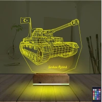 Tank Tankçı Asker Kişiye Özel 3D Lamba - Masa Gece Lambası