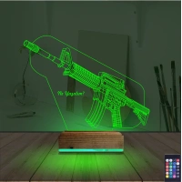 Asker Polis Tüfek Kişiye Özel 3D Lamba - Masa Gece Lambası