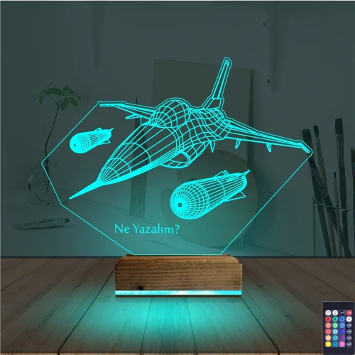 Uçak Pilot Kişiye Özel 3D Lamba - Masa Gece Lambası