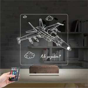 Savaş Uçağı Pilot Kişiye Özel 3D Lamba - Masa Gece Lambası Savaş Uçağı Pilot Kişiye Özel 3D Lamba - Masa Gece Lambası