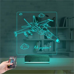 Savaş Uçağı Pilot Kişiye Özel 3D Lamba - Masa Gece Lambası Savaş Uçağı Pilot Kişiye Özel 3D Lamba - Masa Gece Lambası