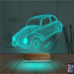 Araba Vosvos Kişiye Özel 3D Lamba - Masa Gece Lambası