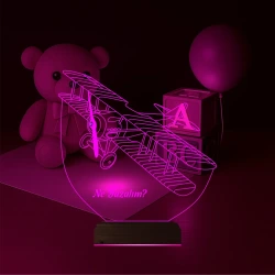 Pırpır Uçak Pilot Kişiye Özel 3D Lamba - Masa Gece Lambası Pırpır Uçak Pilot Kişiye Özel 3D Lamba - Masa Gece Lambası