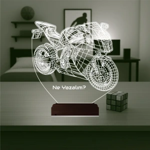 Motor Motorcu Motorsiklet Kişiye Özel 3D Lamba - Masa Gece Lambası