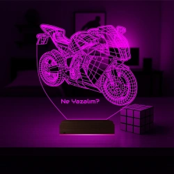 Motor Motorcu Motorsiklet Kişiye Özel 3D Lamba - Masa Gece Lambası