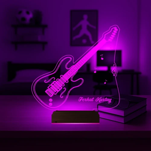 Elektro Gitar Gitarist Kişiye Özel 3D Lamba - Masa Gece Lambası