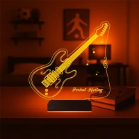 Elektro Gitar Gitarist Kişiye Özel 3D Lamba - Masa Gece Lambası Elektro Gitar Gitarist Kişiye Özel 3D Lamba - Masa Gece Lambası