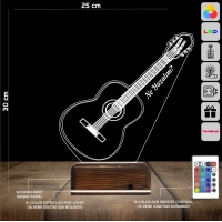 Klasik Gitar Gitarist Kişiye Özel 3D Lamba - Masa Gece Lambası Klasik Gitar Gitarist Kişiye Özel 3D Lamba - Masa Gece Lambası