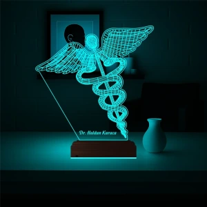 Doktora Hediye Tıp Logo Kişiye Özel 3D Lamba - Masa Gece Lambası