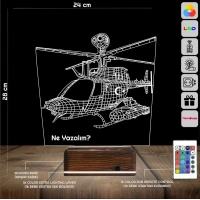Helikopter Pilot Asker Hediye Kişiye Özel 3D Lamba - Masa Gece Lambası