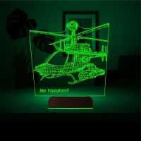 Helikopter Pilot Asker Hediye Kişiye Özel 3D Lamba - Masa Gece Lambası