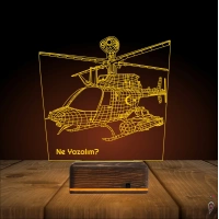 Helikopter Pilot Asker Hediye Kişiye Özel 3D Lamba - Masa Gece Lambası