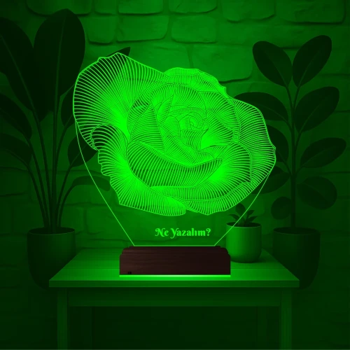 Gül Sevgiliye Hediye Kişiye Özel 3D Lamba - Masa Gece Lambası