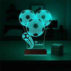 Futbol Topu Futbolcu Hediye Kişiye Özel 3D Lamba - Masa Gece Lambası