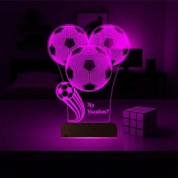 Futbol Topu Futbolcu Hediye Kişiye Özel 3D Lamba - Masa Gece Lambası