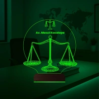Avukat Hukuk Terazi Adalet Kişiye Özel 3D Lamba - Masa Gece Lambası
