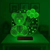 Ayıcık Hediye Balon Kişiye Özel 3D Lamba - Masa Gece Lambası