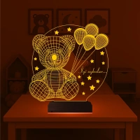 Ayıcık Hediye Balon Kişiye Özel 3D Lamba - Masa Gece Lambası