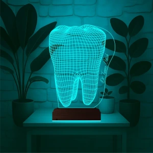 Diş Hekimi Diş Doktoru Hediye Kişiye Özel 3D Lamba - Masa Gece Lambası