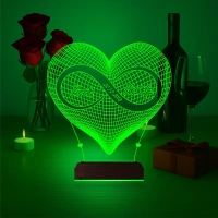 Kalp Sonsuzluk Sevgiliye Hediye Kişiye Özel 3D Lamba - Masa Gece Lambası