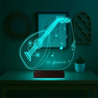 Ud Udi Müzik Nota Kişiye Özel 3D Lamba - Masa Gece Lambası