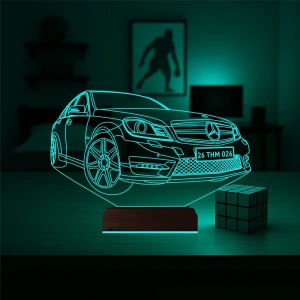 Araba Mercedes Tasarım Kişiye Özel 3D Lamba - Masa Gece Lambası