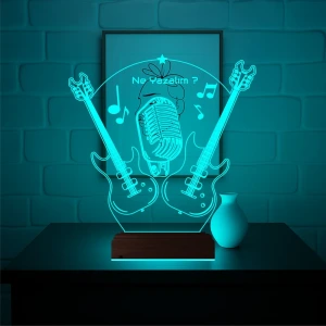 Elektro Gitar Gitarist Rock Müzik Kişiye Özel 3D Lamba - Masa Gece Lambası