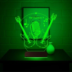 Elektro Gitar Gitarist Rock Müzik Kişiye Özel 3D Lamba - Masa Gece Lambası