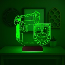 Jandarma Logolu Asker Hediye Kişiye Özel 3D Lamba - Masa Gece Lambası