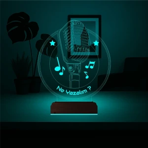Müzik Nota Mikrofon Kişiye Özel 3D Lamba - Masa Gece Lambası Müzik Nota Mikrofon Kişiye Özel 3D Lamba - Masa Gece Lambası