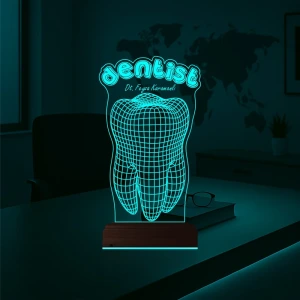 Diş Hekimi Diş Doktoru Hediye Dentist Kişiye Özel 3D Lamba - Masa Gece Lambası