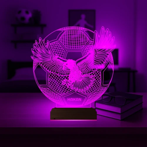 Kartal Futbol Topu Taraftar Kara Kartal Kişiye Özel 3D Lamba - Masa Gece Lambası
