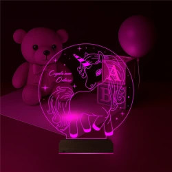 Unicon At Çocuk Odası Hediye Kişiye Özel 3D Lamba - Masa Gece Lambası