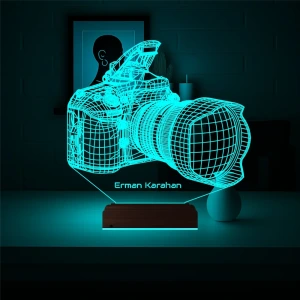 Fotoğraf Makinesi Fotoğrafçı Hediye Kişiye Özel 3D Lamba - Masa Gece Lambası Fotoğraf Makinesi Fotoğrafçı Hediye Kişiye Özel 3D Lamba - Masa Gece Lambası