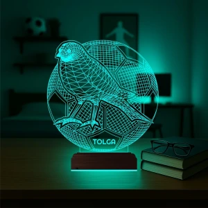 Sarı Kanarya Futbol Topu Taraftar Kişiye Özel 3D Lamba - Masa Gece Lambası