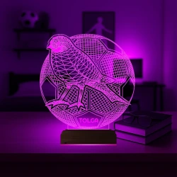 Sarı Kanarya Futbol Topu Taraftar Kişiye Özel 3D Lamba - Masa Gece Lambası