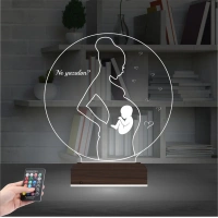 Hamile Kadın Anne Bebek Doğum Doktoru Hediye Kişiye Özel 3D Lamba - Masa Gece Lambası