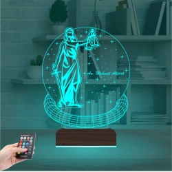 Adalet Kadın Hukuk Avukat Hediye Kişiye Özel 3D Lamba - Masa Gece Lambası