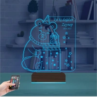 Ayıcık Doğum Günü Hediyesi Çocuk Odası Kişiye Özel 3D Lamba - Masa Gece Lambası