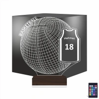 Basketbol Topu Forma Kişiye Özel 3D Lamba - Masa Gece Lambası