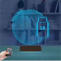 Basketbol Topu Forma Kişiye Özel 3D Lamba - Masa Gece Lambası