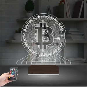 Bitcoin Kripto Para BTC Kişiye Özel 3D Lamba - Masa Gece Lambası