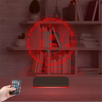 Bitcoin Kripto Para BTC Kişiye Özel 3D Lamba - Masa Gece Lambası